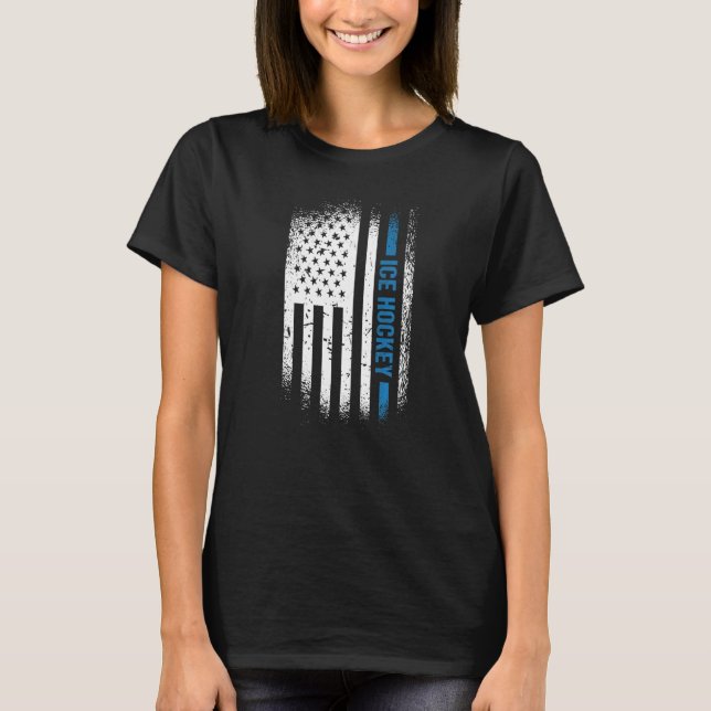 Sport Us Flag Ice Hockey Premium_5 T Shirt (Framsida)