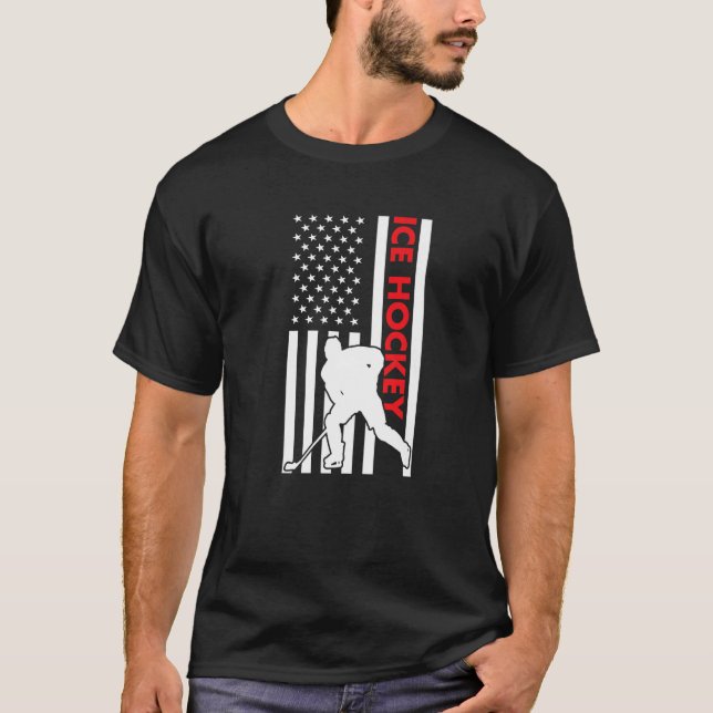 Sport Us Flag Ice Hockey Premium T Shirt (Framsida)