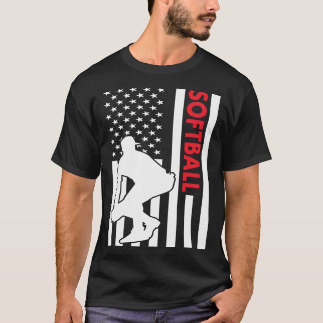 Sport Us Flag Softball T Shirt (Framsida)