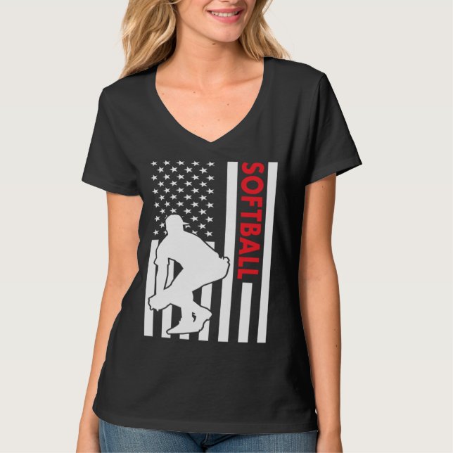 Sport Us Flag Softball T Shirt (Framsida)