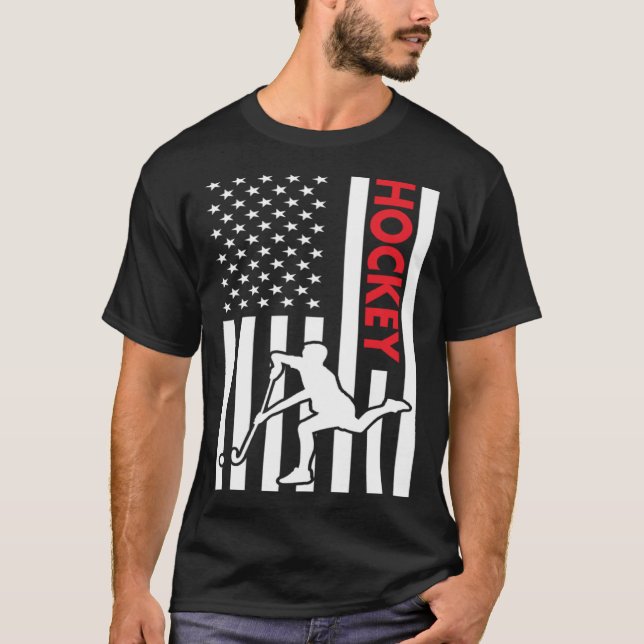 Sport Us Flagga Hockey T Shirt (Framsida)