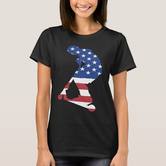 Sport Us Flagga Scooter T Shirt (Framsida)