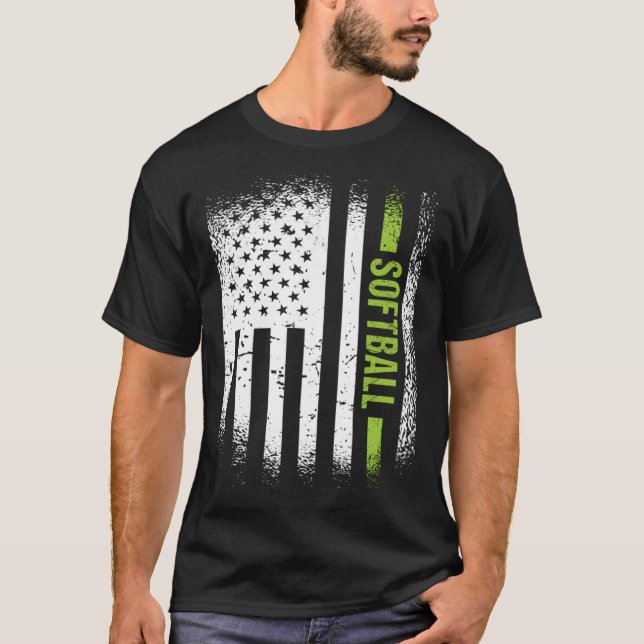 Sport US Flagga Softball T Shirt (Framsida)