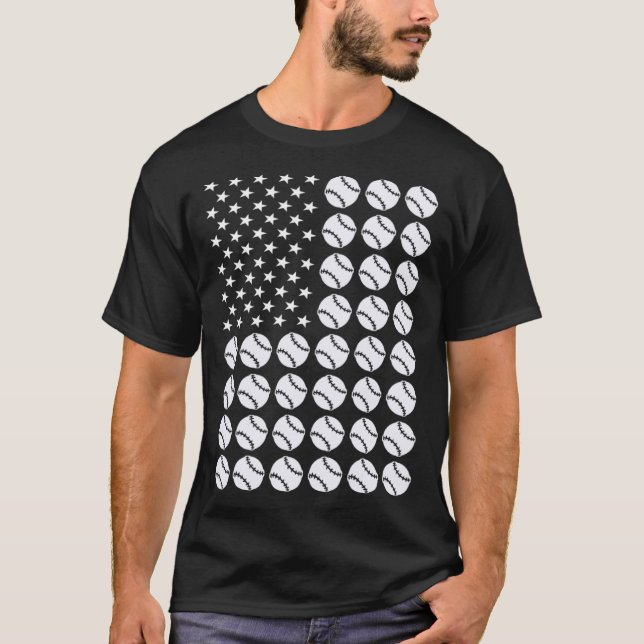 Sport USA Flagga Softball 1 T Shirt (Framsida)