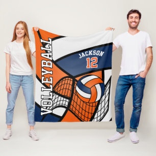 Sport 🏐 Volleyball Design - Orange, vit, marin Fleecefilt