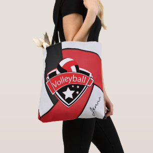 Sport Volleyboll DIY Text - röd Tygkasse