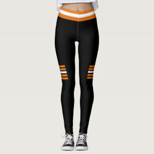 Sportabel Orange, svart och vit design Leggings