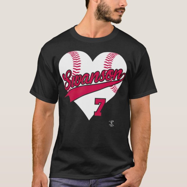 Sportarna Dansby Swanson Baseball Heart 90-talet T Shirt (Framsida)