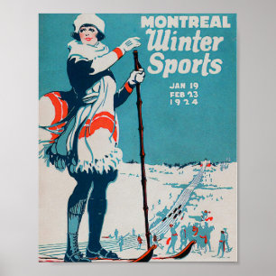 Sportarna i Montreal vintertid vintage affisch Ski