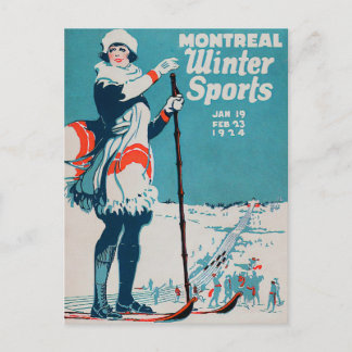 Sportarna i Montreal vintertid vintage affisch Ski Vykort