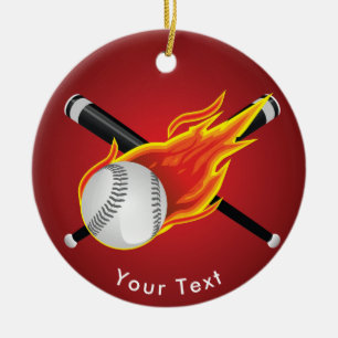 SPORTbaseballfladdermöss & flammande boll Julgransprydnad Keramik