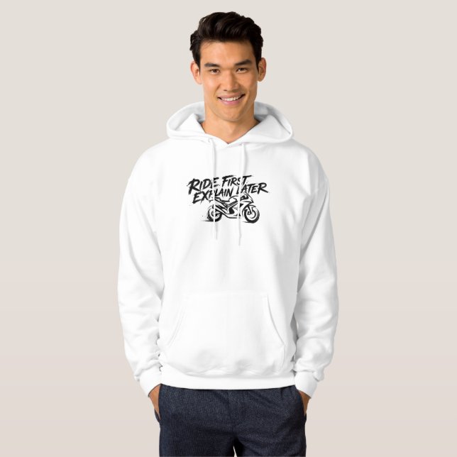 Sportbike Rider Action Mentality Hoodie (Hel framsida)