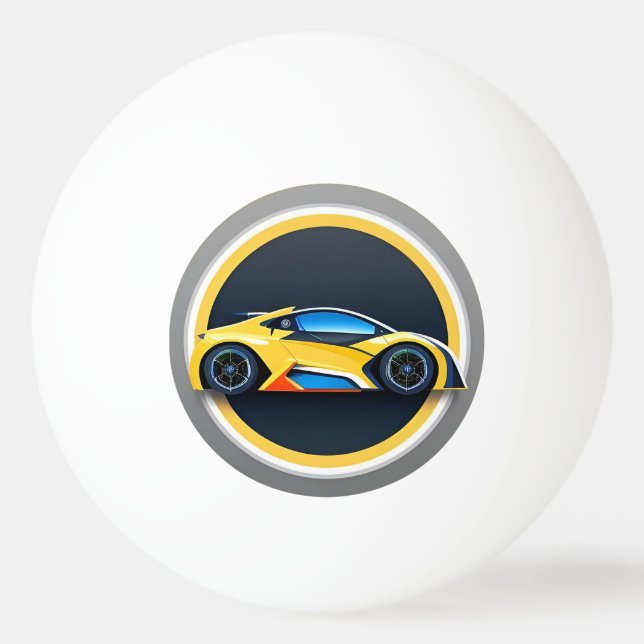 Sportbil logotyp i modern cirkulär stil pingisboll (Framsidan)