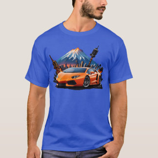 Sportbil Mt Fuji Bakgrund retro pojke T Shirt