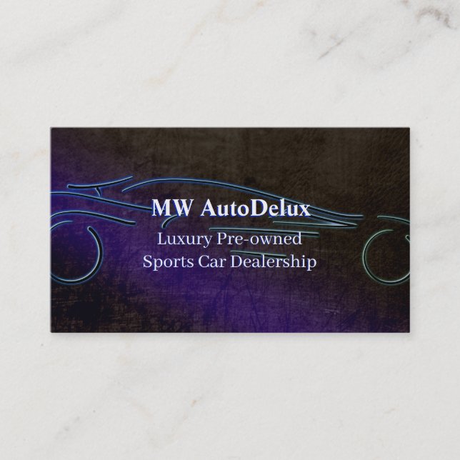 Sportbilåterförsäljare, läder-look, stylized bil visitkort (Framsida)