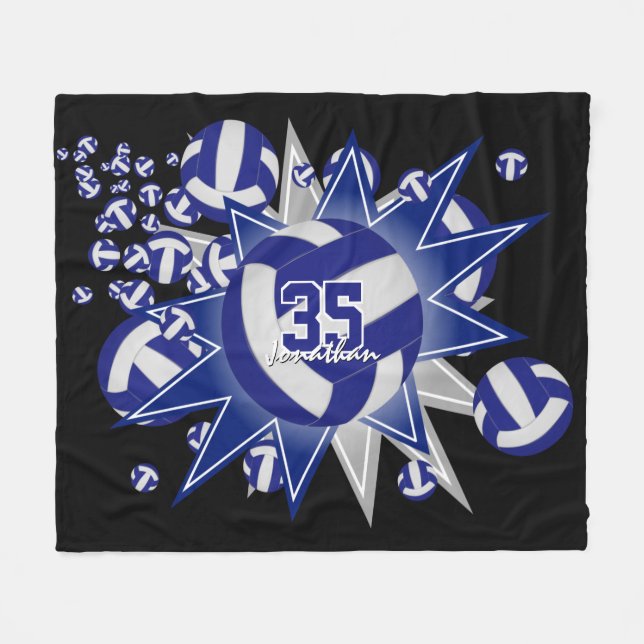 sportblåvit volleyball-rumsdekaler fleecefilt (Framsidan (Horisontell))