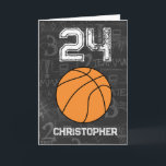 Sporter 24:e födelsedagsbasket kort<br><div class="desc">En personlig sportföljer 24:e basketbollens födelsedagskort,  som du enkelt kan anpassa framsidan med namn och insidan av kortmeddelandet. Ett underbart basketbollskort för hans 24-årsdag.</div>