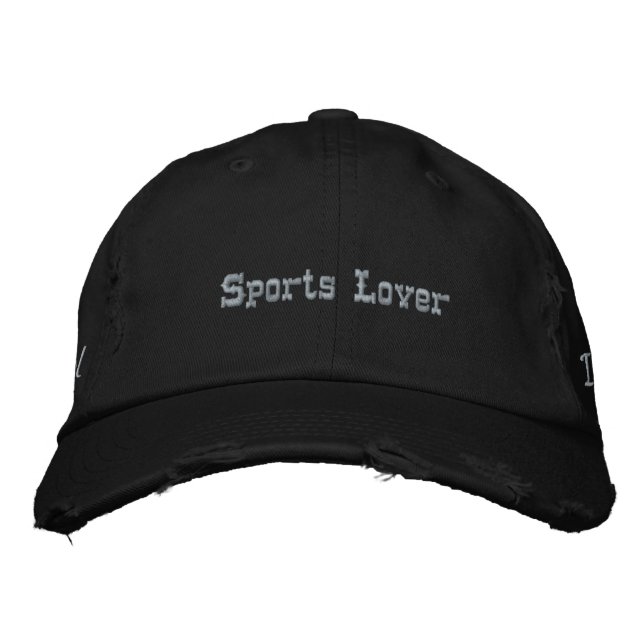 Sporter Älskare tryckt text med broderade basket Broderad Keps (Framsida)