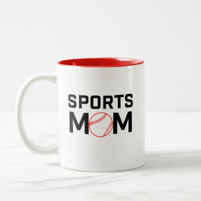 Sporter Mamma Basebolldesign Två-Tonad Mugg (Vänster)
