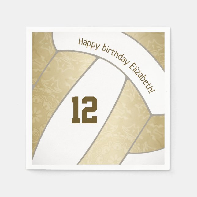 Sporter med stiliserade gyllene flickor, volleybal pappersservett (Framsidan)