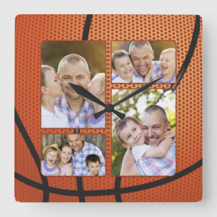 sportfantast Basketball Photo Collage Fars dag Fyrkantig Klocka