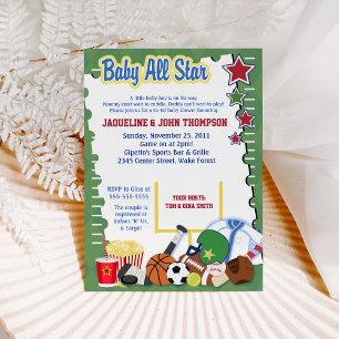 SPORTFANTAST FOOTBALL STAR Baby Shower-inbjudan Inbjudningar