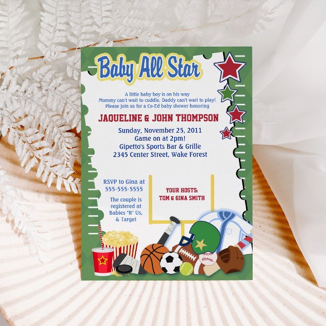 SPORTFANTAST FOOTBALL STAR Baby Shower-inbjudan Inbjudningar (Skapare uppladdad)