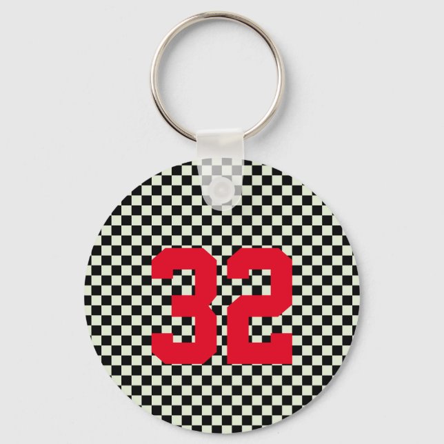 Sportfantast Player-nummer Checkerboard Team Spiri Nyckelring (Framsida)