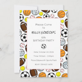 Sportfest för barn i färgglada fotbollsteman inbjudningar