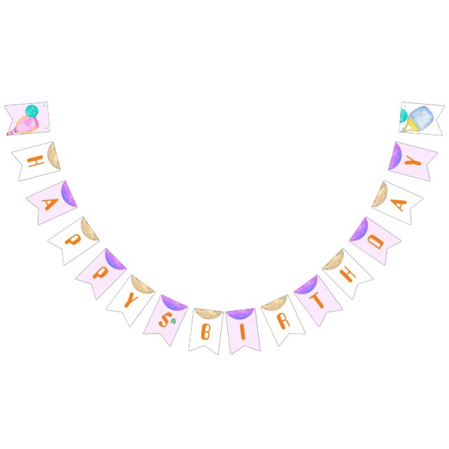 Sportfest vattenfärg Pickleball Tema Födelsedagsfi Vimplar (Alla)