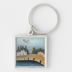 Sportfiskarna, c.1908-09 (olja på kanfas) fyrkantig silverfärgad nyckelring