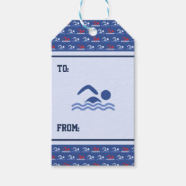 Sportfjärilar, blåröda mönster presentetikett