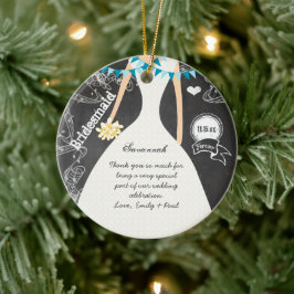 Sportgåvor av typen Chalkboard Bröllop Gown Brides Julgransprydnad Keramik