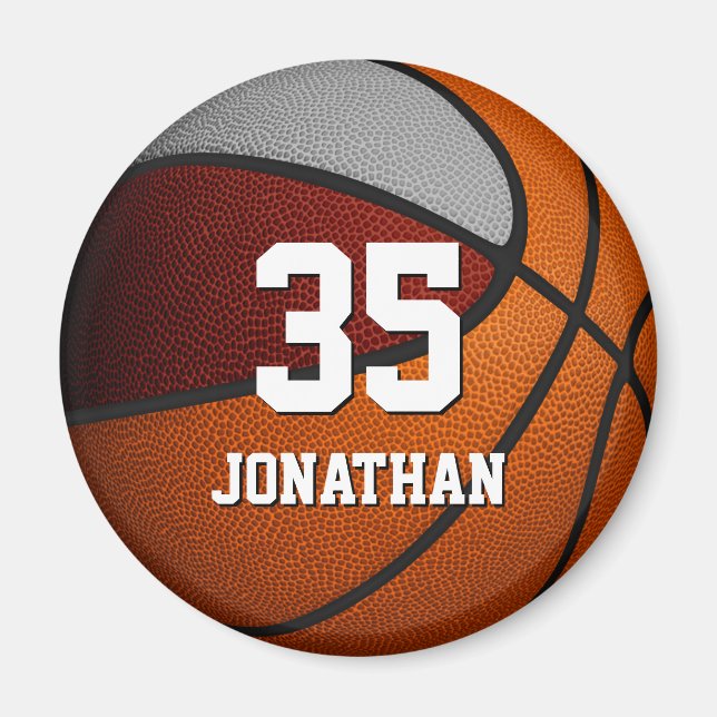 Sportgåvor från grått basketbollslag magnet (Framsidan)