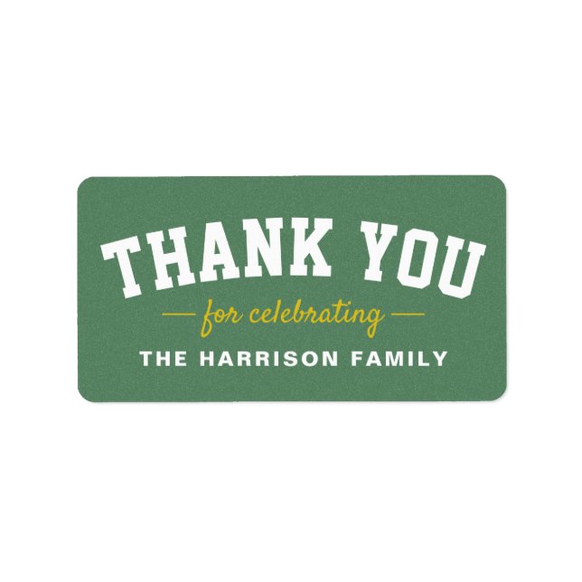 Sportig babydusch, gult tack. adressetikett (Framsidan)