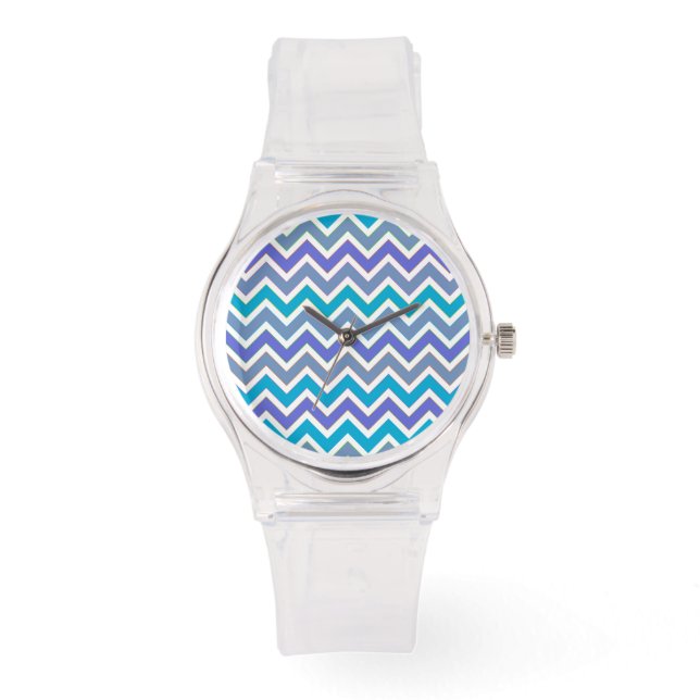 Sportig blå chevronmönster armbandsur (Framsida)