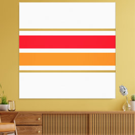 Sportig Bright Red Orange Tävla Rand på vit  Canvastryck