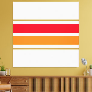 Sportig Bright Red Orange Tävla Rand på vit Canvastryck