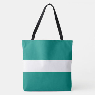 Sportig Chic Sofistikerad Bred Teal Vit Randig Tygkasse