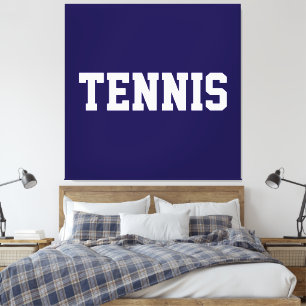 Sportig fet marinblå atletisk vit TENNIS-text Canvastryck