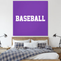 Sportig fet vit BASEBALL-text på ljust lila