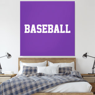Sportig fet vit BASEBALL-text på ljust lila Canvastryck