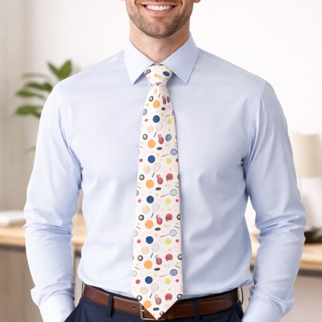 Sportig flervärgad nyckfull atletisk utrustning  slips (Sporty Multi Color Whimsical Athletic Equipment Neck Tie)