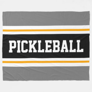 Sportig Grå Svart Orange PICKLEBALL tävlingsränder Fleecefilt