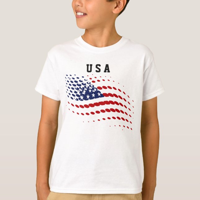 Sportig halvtonUSA amerikanska flaggan Tee (Framsida)