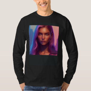 Sportig kvinna modellering fotosession paradisö t shirt