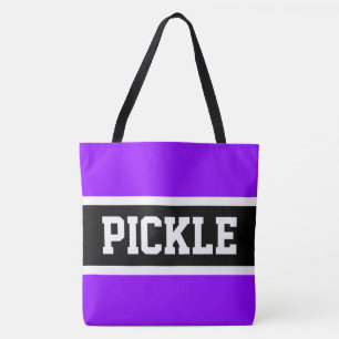 Sportig Ljus Lila Svart Vit Randig PICKLE Tygkasse