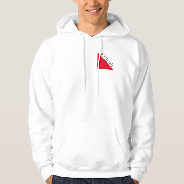 Sportig, ljusröd Logotyp på vitt Hoodie (Framsida)