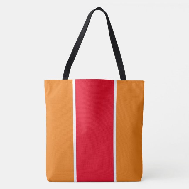 Sportig ljusröd vit orange vertikala ränder tygkasse (Framsida)
