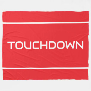 Sportig Modern TOUCHDOWN Textränder På Ljus Röd Fleecefilt